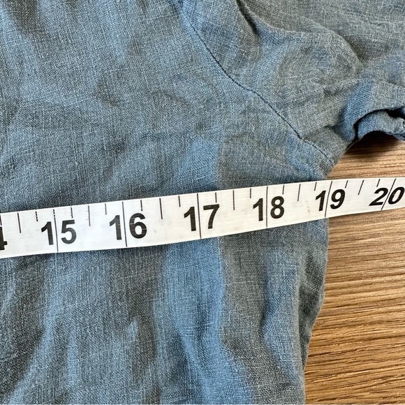 Wrap London Linen Shirt Dress Button Knee Coastal Pockets Casual Blue Womens 10 - Picture 12 of 14